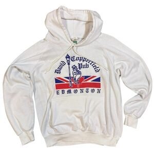Champion Vintage 80s Cream Hoodie with Union Jack Design